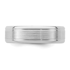 Sterling Silver Rhodium-plated 6mm Brushed Fancy Band Size 7 - 2