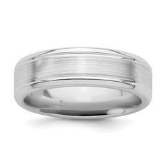 Sterling Silver Rhodium-plated 6mm Brushed Fancy Band Size 7 - 2
