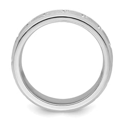 Sterling Silver Rhodium-plated 6mm Brushed Fancy Band Size 11 - 2