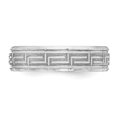 Sterling Silver Rhodium-plated 6mm Brushed Fancy Band Size 12.5 - 2