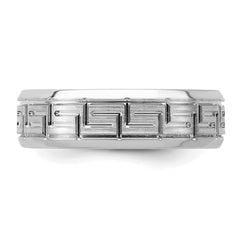 Sterling Silver Rhodium-plated 6mm Brushed Fancy Band Size 12.5 - 2