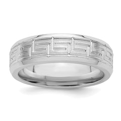 Sterling Silver Rhodium-plated 6mm Brushed Fancy Band Size 12.5 - 2
