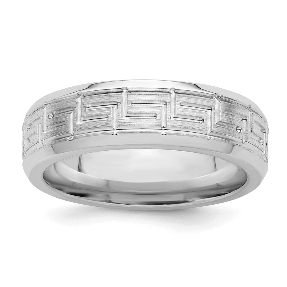 Sterling Silver Rhodium-plated 6mm Brushed Fancy Band Size 10 - 2