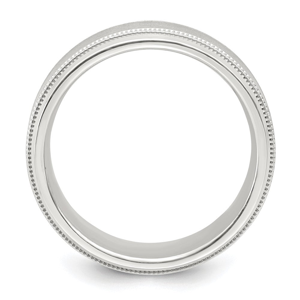 Sterling Silver 6mm Brushed Flat Milgrain Beveled Edge Fancy Band Size ...