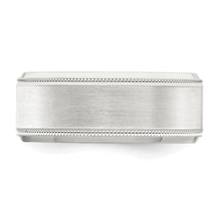 Sterling Silver 6mm Brushed Flat Milgrain Beveled Edge Fancy Band Size 10