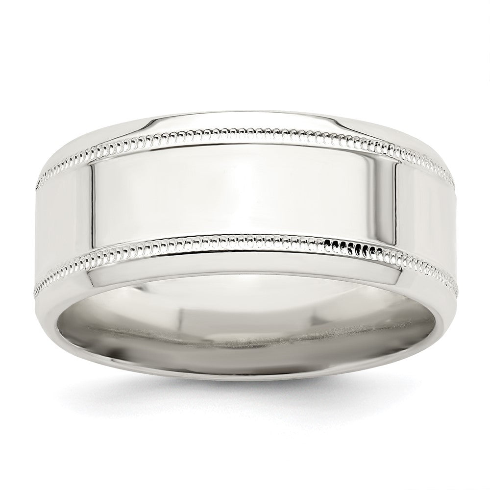 Sterling Silver 6mm Polished Flat Milgrain Beveled Edge Fancy Band Size 9