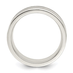 Sterling Silver 6mm Polished Flat Milgrain Grooved Edge Fancy Band Size 9.5