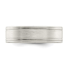 Sterling Silver 6mm Brushed Flat Milgrain Grooved Edge Fancy Band Size 12