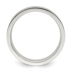Sterling Silver 6mm Polished Flat Grooved Center Fancy Band Size 11
