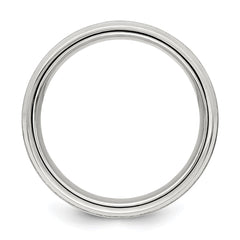 Sterling Silver 6mm Brushed Flat Grooved Fancy Band Size 12