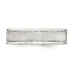 Sterling Silver 6mm Brushed Flat Grooved Fancy Band Size 7.5