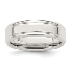 Sterling Silver 6mm Polished Flat Grooved Fancy Band Size 12 - 2