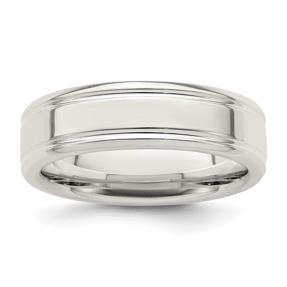 Sterling Silver 6mm Polished Flat Grooved Fancy Band Size 13 - 2