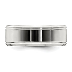 Sterling Silver 6mm Polished Flat Beveled Edge Fancy Band Size 8