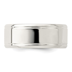 Sterling Silver 6mm Polished Flat Beveled Edge Fancy Band Size 8.5