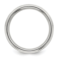 Sterling Silver 6mm Brushed Flat Beveled Edge Fancy Band Size 13