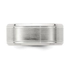 Sterling Silver 6mm Brushed Flat Beveled Edge Fancy Band Size 8