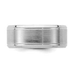 Sterling Silver Rhodium-plated 8mm Brushed Fancy Band Size 11.5