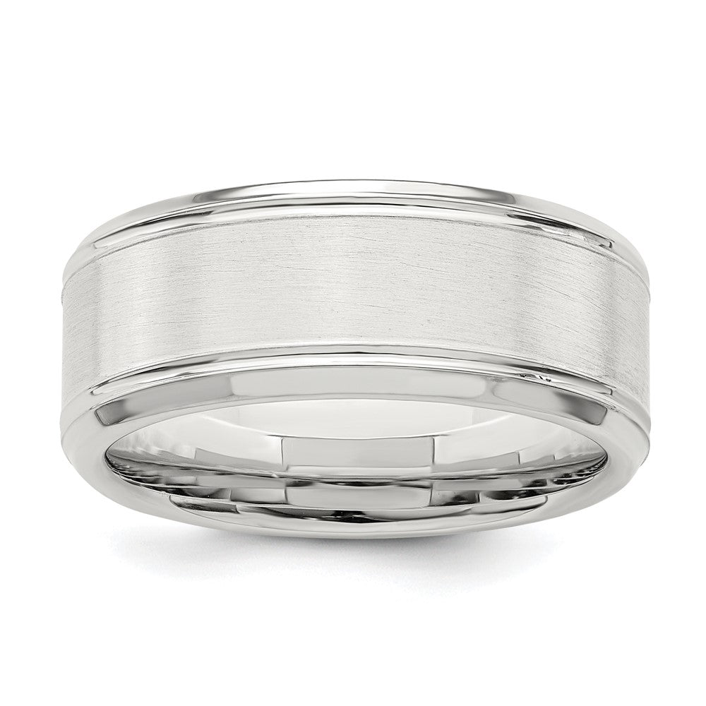 Sterling Silver 6mm Brushed Flat Beveled Edge Fancy Band Size 12