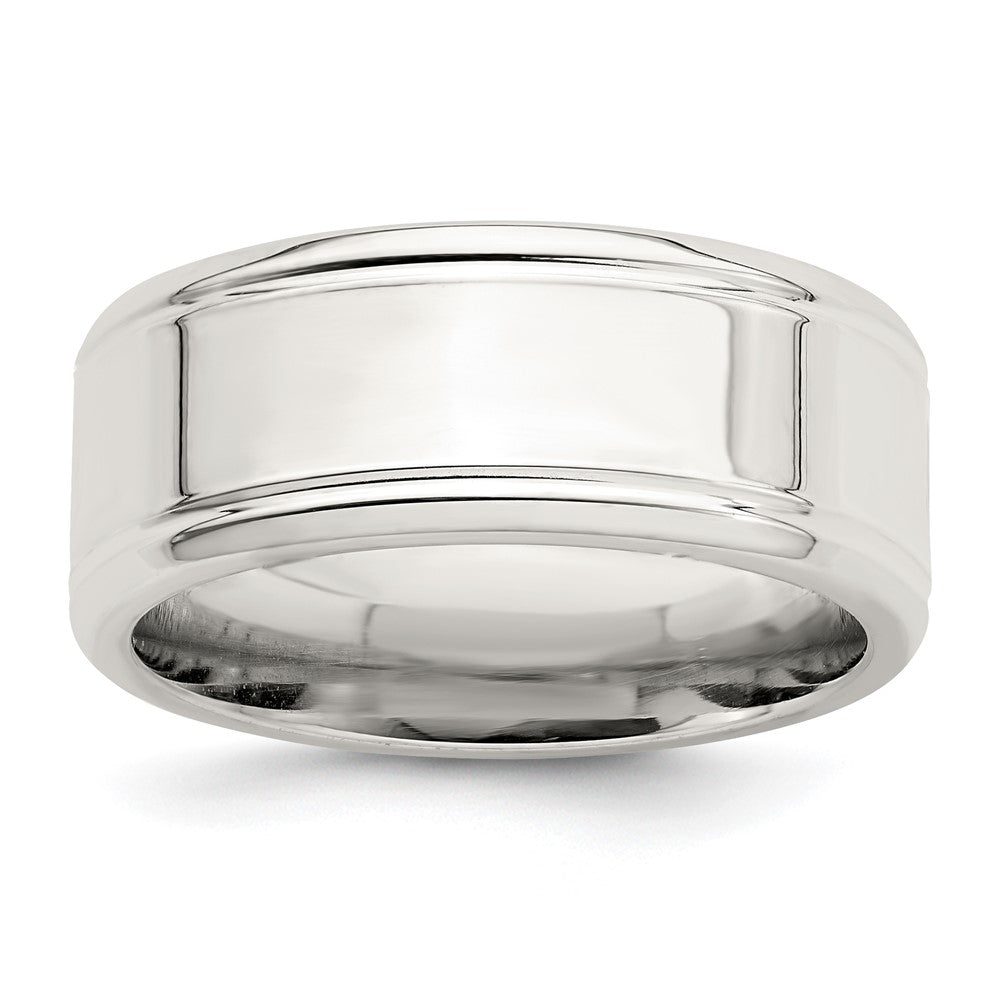 Sterling Silver 6mm Polished Flat Beveled Edge Fancy Band Size 10