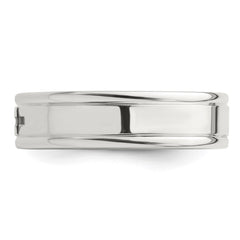 Sterling Silver 6mm Enamel Cross Fancy Band Size 13