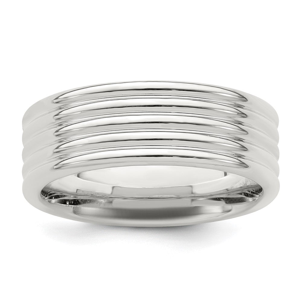 Sterling Silver 7mm Polished 5-Row Fancy Band Size 9.5