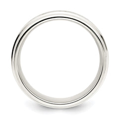 Sterling Silver 7mm Polished Flat Intertwined Design Beveled Edge Fancy Band Size 12