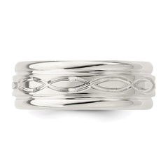 Sterling Silver 7mm Polished Flat Intertwined Design Beveled Edge Fancy Band Size 10