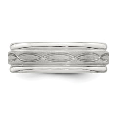 Sterling Silver 7mm Brushed Flat Intertwined Design Beveled Edge Fancy Band Size 13