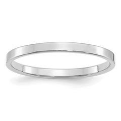 Sterling Silver Rhodium-plated 2mm Flat Size 13 Band