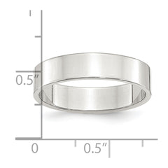 Sterling Silver Rhodium-plated 5mm Flat Size 9.5 Band
