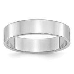 Sterling Silver Rhodium-plated 5mm Flat Size 9.5 Band