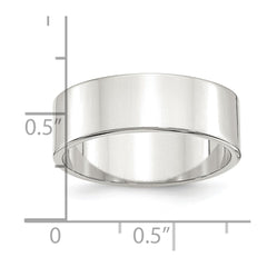 Sterling Silver Rhodium-plated 7mm Flat Size 9.5 Band