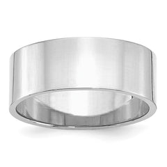 SS Rhodium-plated 8mm Flat Size 7 Band