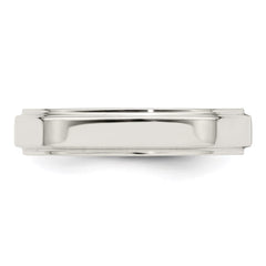 Sterling Silver 4mm Flat with Step Edge Size 10.5 Band