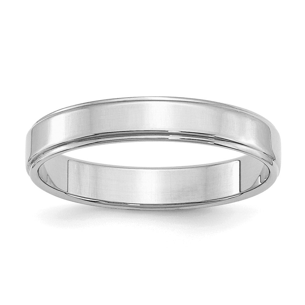 SS Rhodium-plated 4mm Flat w/ Step Edge Size 4.5 Band