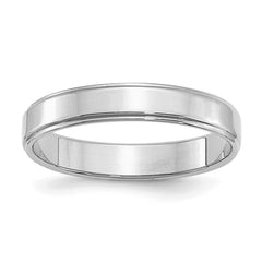 SS Rhodium-plated 4mm Flat w/ Step Edge Size 4.5 Band