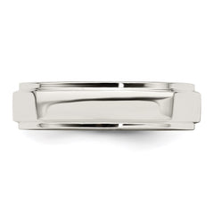Sterling Silver 5mm Flat with Step Edge Size 11.5 Band