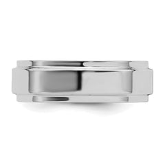 SS Rhodium-plated 6mm Flat w/ Step Edge Size 8.5 Band