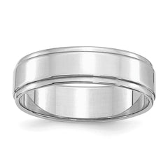 SS Rhodium-plated 6mm Flat w/ Step Edge Size 7 Band