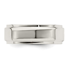 Sterling Silver 7mm Flat with Step Edge Size 6 Band