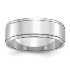 SS Rhodium-plated 7mm Flat w/ Step Edge Size 9 Band