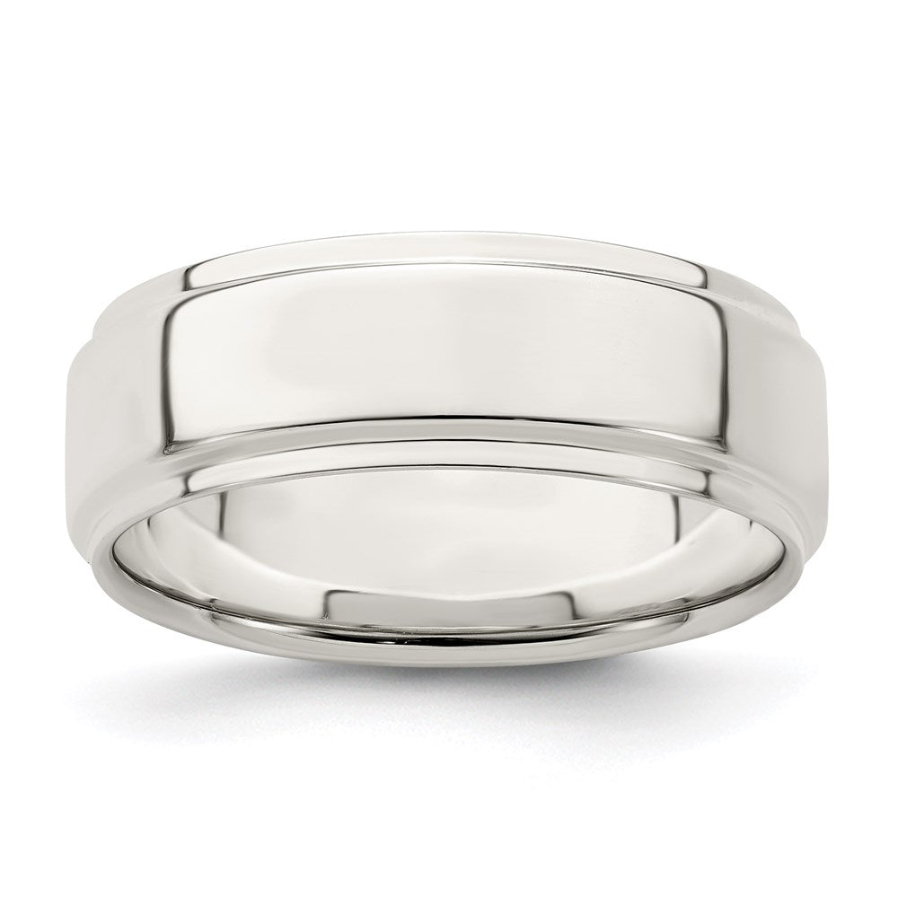 Sterling Silver 7mm Flat with Step Edge Size 10.5 Band