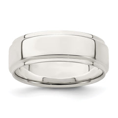 Sterling Silver 7mm Flat with Step Edge Size 6 Band