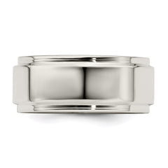 Sterling Silver 8mm Flat with Step Edge Size 4.5 Band