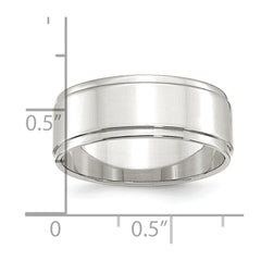 Sterling Silver 8mm Flat with Step Edge Size 4.5 Band