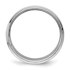 SS Rhodium-plated 8mm Flat w/ Step Edge Size 4 Band