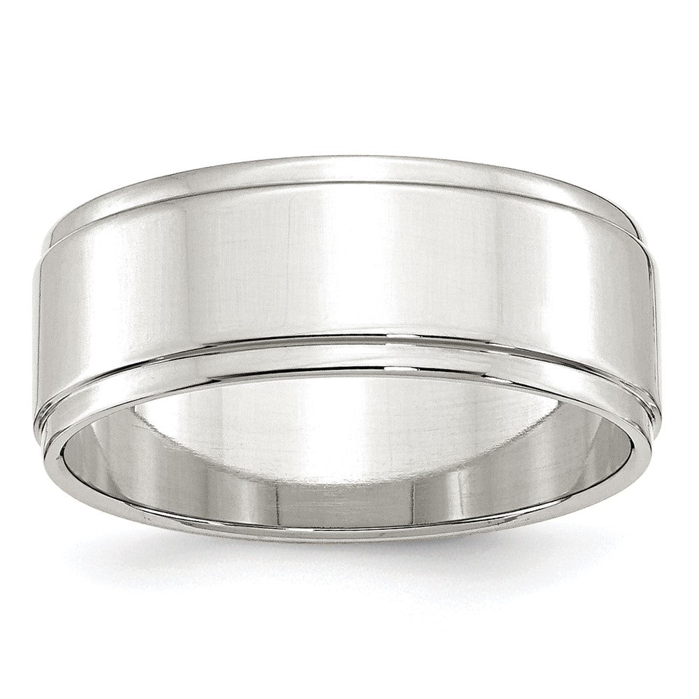 Sterling Silver 8mm Flat with Step Edge Size 6.5 Band