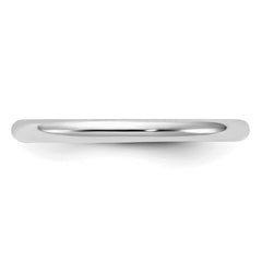 Sterling Silver Rhodium-plated 2mm Half-Round Size 10.5 Band