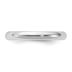 Sterling Silver Rhodium-plated 3mm Half-Round Size 12.5 Band